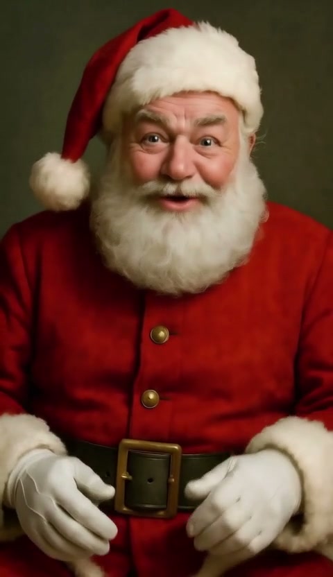 Santa Claus in his study, warm lantern light